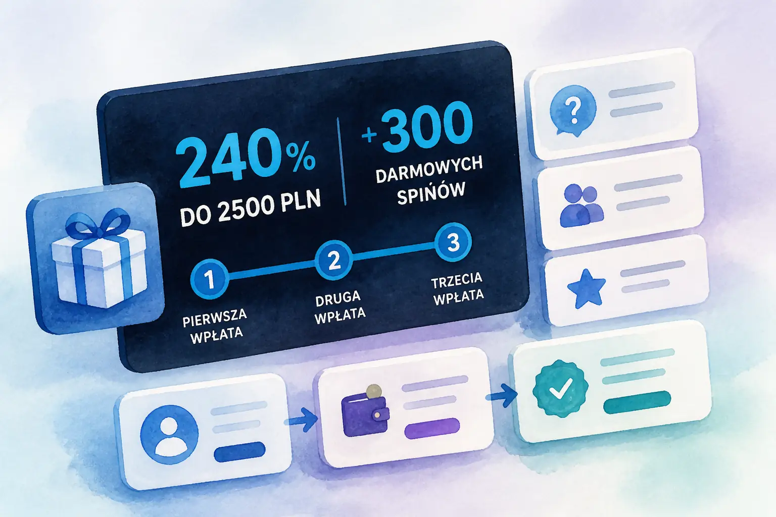 Winshark Bonus — pakiet powitalny 240% do 2500 PLN + 300 FS visual guide for Winshark Casino